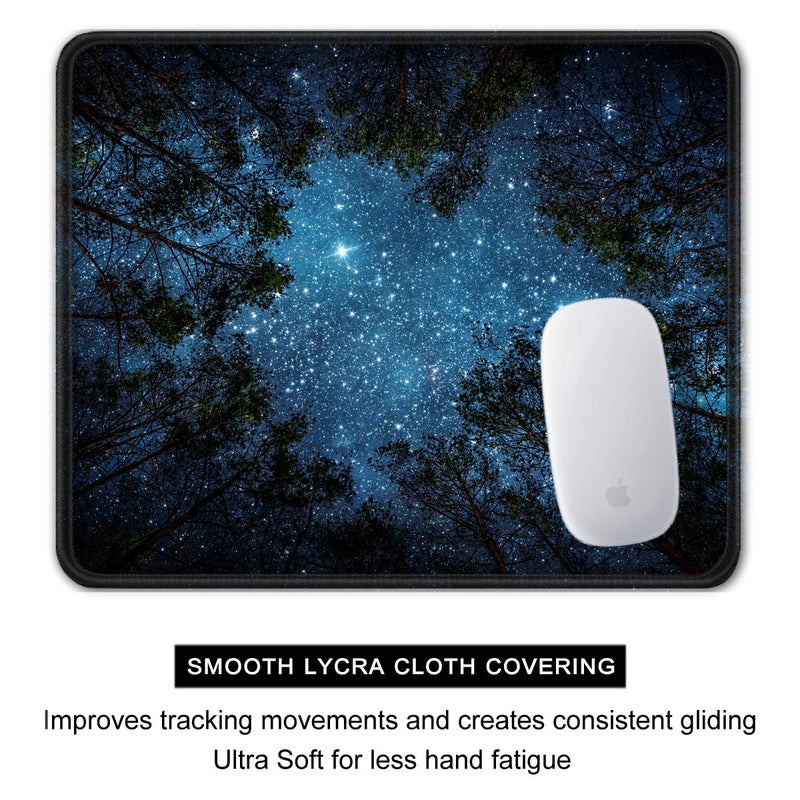 Auhoahsil Mouse Pad, 12 x 10 in Nature Theme Computer Mouse Pad for Desk, Premium-Textured Non-Slip Rubber Stitched Edges Waterproof Square Mouse Mat for Gaming Work Wireless Mice, Night Sky - Image 4
